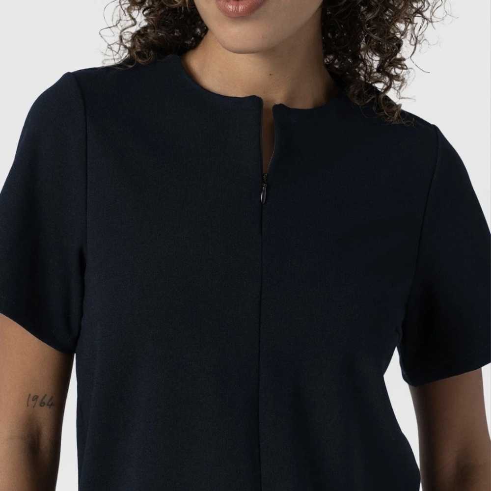 Saint + Sofia Keller Zip Up Tee-Navy - Picture 6 of 7